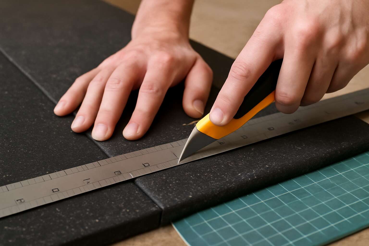how to cut rubber tiles