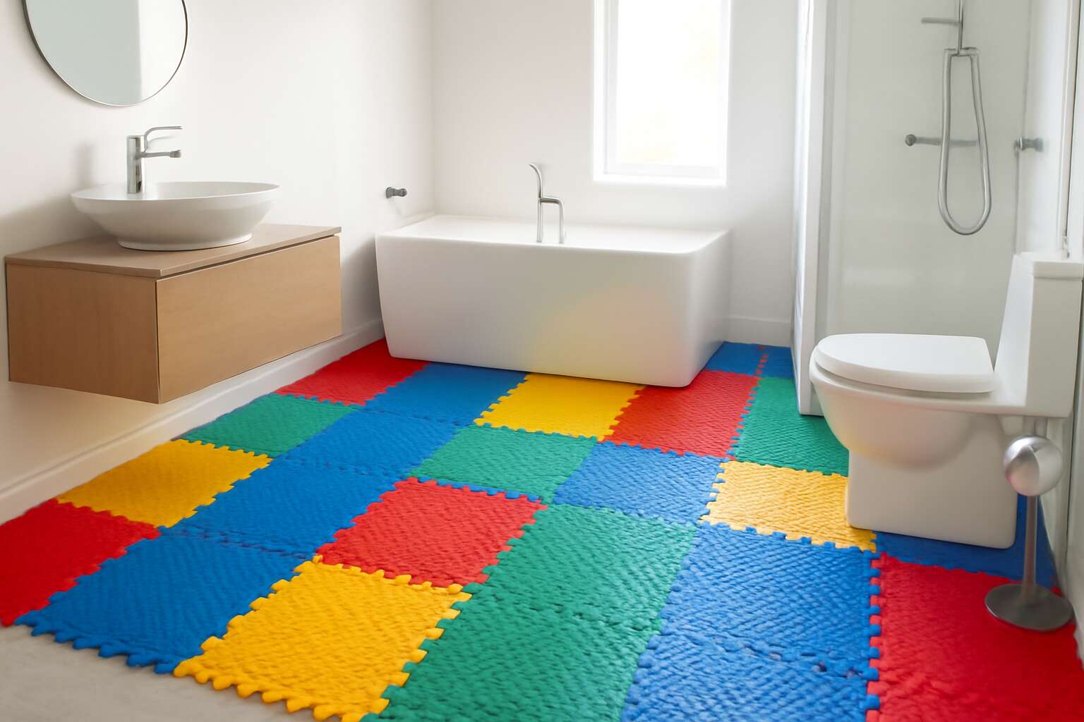 rubber tiles bathroom