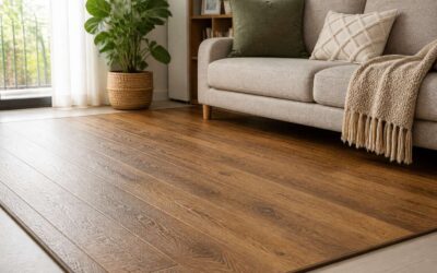 Upgrade your space with rubber floor mats that look like wood.